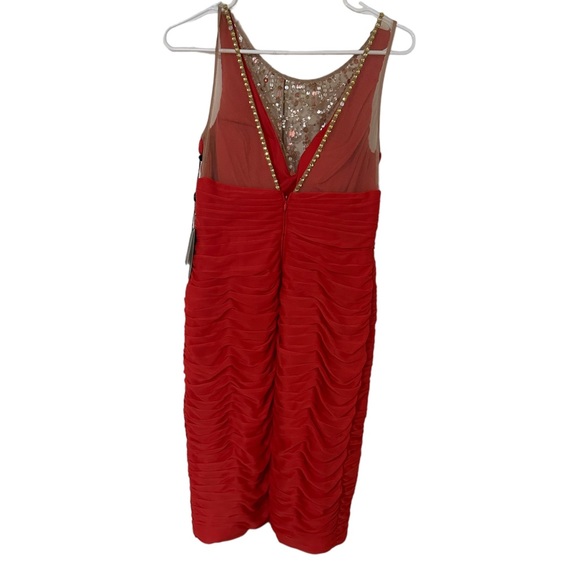NWT Adrianna Papell Women’s Jeweled Coral Back Zipper Dress Size 4 Color Man - Picture 2 of 7